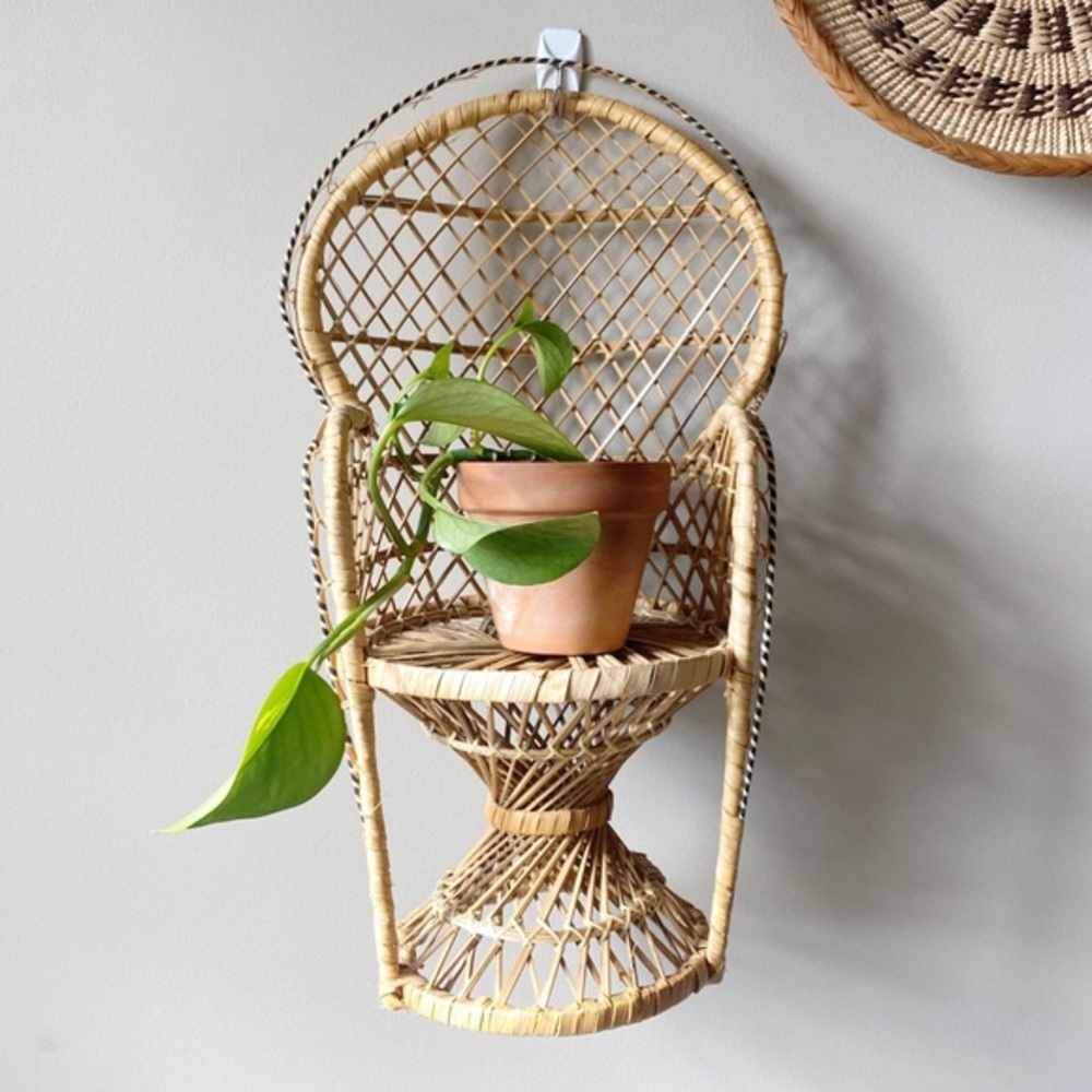 Vintage wicker plant stand
